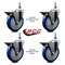 Service Caster 5 Inch Blue Polyurethane 12 Inch Threaded Stem Caster Set with Brake SCC-TS20S514-PPUB-BLUE-PLB-121315-4 - alternate 2
